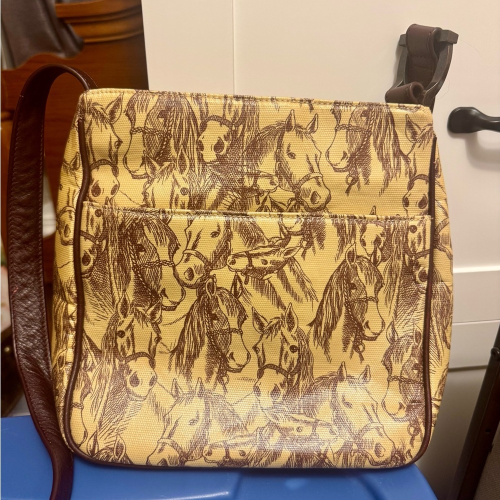 DONNA SHARP THOROUGHBRED CHLOE CROSS BODY BAG PURSE brown horse cute!